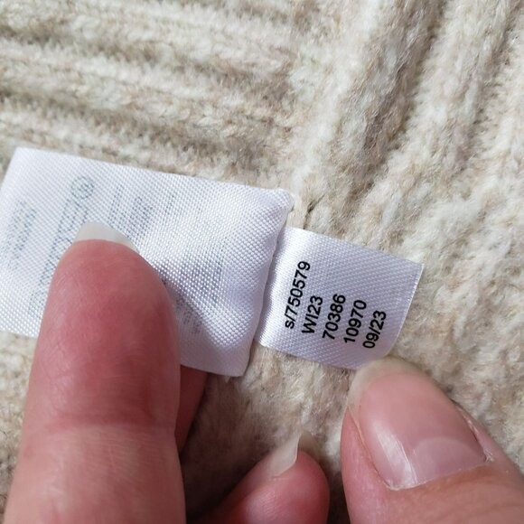 LOFT Button Turtleneck Poncho Cream Oatmeal M/L Knit Sweater Coastal Nautical - Picture 14 of 14